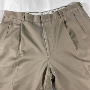 Lands' End mens brown Traditional Fit double pleated chino pants - size 34x31